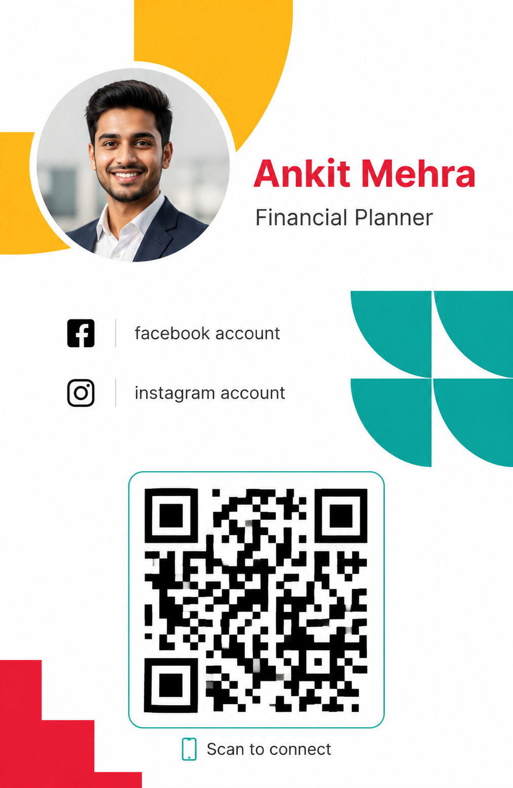 Financial Planner QR Business Card Hover